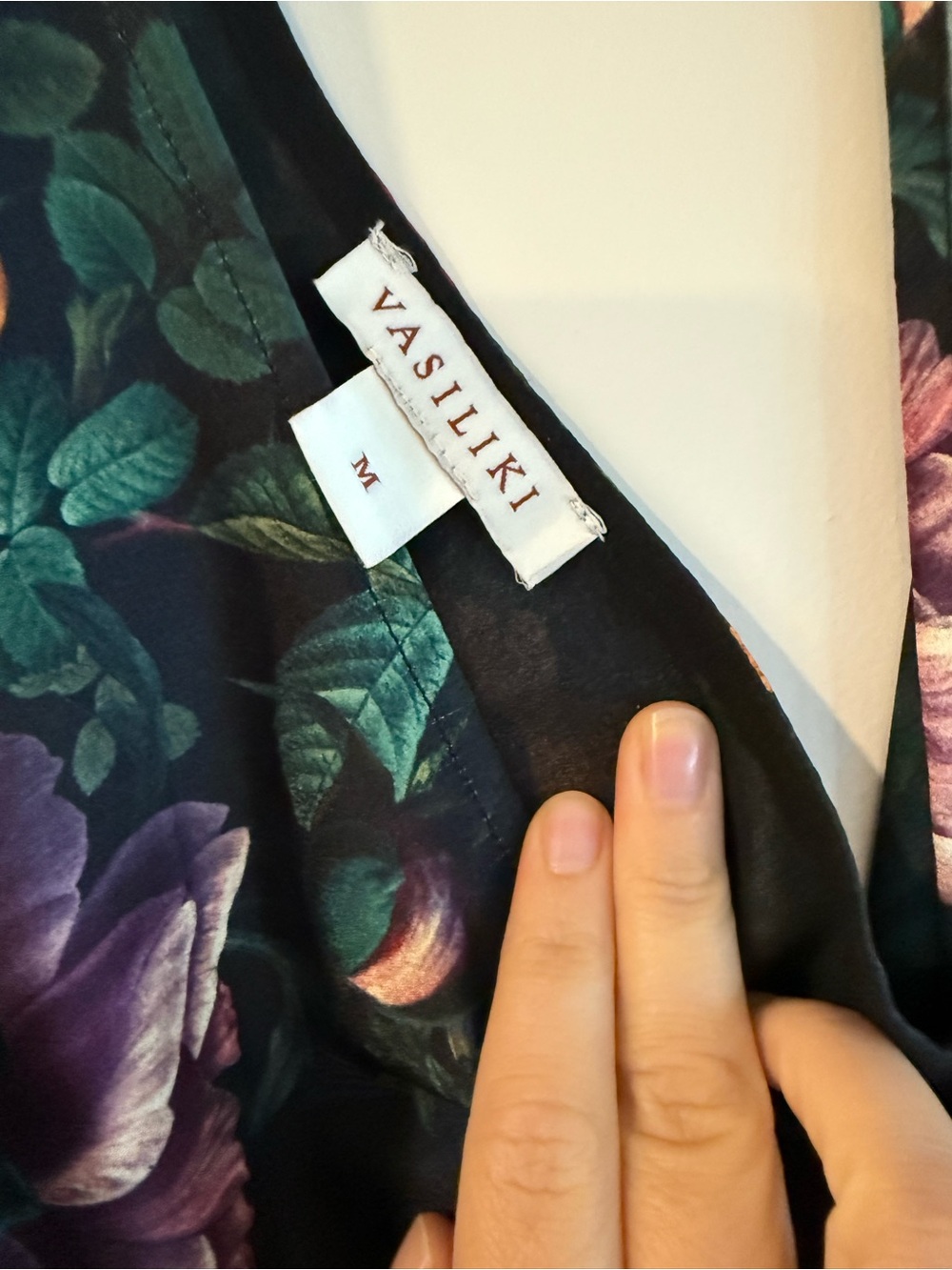 One-Shoulder Black Floral Dress with Feather Hem - Picture 3 of 6